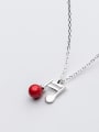 thumb Creative Note Shaped Red Artificial Pearl S925 Silver Necklace 1