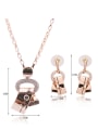 thumb 2018 Alloy Rose Gold Plated Fashion Rhinestones Two Pieces Jewelry Set 3