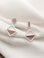 thumb 925 Sterling Silver With Artificial Leather  Simplistic Hollow Geometric Drop Earrings 2