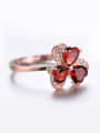 thumb Rose Gold Plated Gemstones Flowery Ring 2