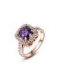thumb Purple Square Shaped Austria Crystal Ring 0