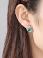 thumb Copper inlay AAA zircon Fashion Idea Moon Shape Earrings 1