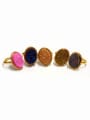 thumb Exaggerated Oval Natural Crystal Gold Plated Ring 4