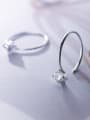 thumb 925 Sterling Silver With Silver Plated Simplistic Four-claw C-shaped Hook Earrings 1
