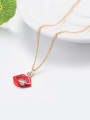 thumb Sexy Rose Gold Red Lips Shaped Necklace 3