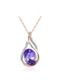 thumb Elegant Water Drop Shaped Purple Zircon Necklace 0