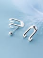 thumb 925 Sterling Silver With Platinum Plated Simplistic Irregular Stud Earrings 1