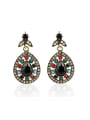 thumb Retro style Colorful Resin stones Water Drop shaped Alloy Earrings 0