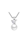 thumb Fashion Imitation Pearl Marquise Zircon Copper Pendant 0