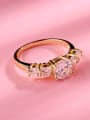 thumb Elegant Gold Plated Geometric Shaped Zircon Ring 1