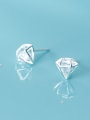 thumb 925 Sterling Silver With Platinum Plated Simplistic Geometric Stud Earrings 2
