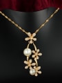 thumb Women Elegant 18K Gold Artificial Pearl Flower Necklace 1