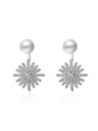 thumb Fashion Shiny Zirconias Flower Imitation Pearl Stud Earrings 0