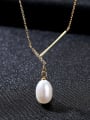 thumb New pure silver with AAA zircon natural pearl necklace 4