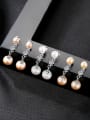 thumb Sterling silver micro-inlay AAA zircon natural freshwater pearl earrings 0