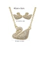 thumb Copper With Gold Plated Delicate Swan  Earrings And Necklaces 2 Piece Jewelry Set 3