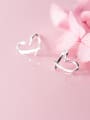 thumb 925 Sterling Silver With Glossy Cute Heart Stud Earrings 0