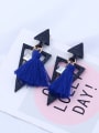 thumb Elegant Triangle Shaped Crystal Tassel Earrings 2