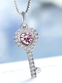 thumb S925 Silver Key-shaped Crystal Necklace 2