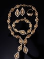 thumb 2018 Alloy Imitation-gold Plated Vintage style Rhinestones Leaves shaped Four Pieces Jewelry Set 1