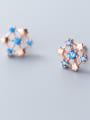 thumb 925 Sterling Silver With Cubic Zirconia Fashion Geometric Stud Earrings 0
