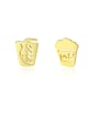 thumb 925 Sterling Silver With Gold Plated Simplistic Geometric Stud Earrings 0