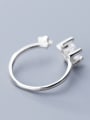 thumb 925 Sterling Silver With Platinum Plated Simplistic Geometric Free Size Rings 1