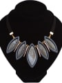 thumb Retro style Oval Crack Resin Artificial Leather Necklace 2