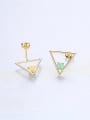 thumb 925 Sterling Silver With Opal Simplistic Triangle Stud Earrings 3