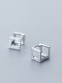 thumb 925 Sterling Silver With Silver Plated Personality Square Clip On Earrings 1