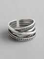 thumb 925 Sterling Silver With Antique Silver Plated Vintage Multi-layer line  free size Rings 3