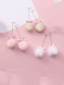 thumb Alloy With Rose Gold Plated Cute Long Bow Hairball  Drop Earrings 1