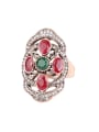 thumb Retro style Double Color Resin stones White Rhinestones Alloy Ring 0