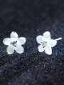 thumb S925 silver natural shell sweet flowers stud Earring 0