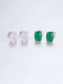 thumb 925 Sterling Silver With Platinum Plated Simplistic Square Stud Earrings 2