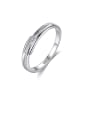 thumb 925 Sterling Silver With Platinum Plated Simplistic Line Band Rings 0
