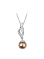 thumb Simple Imitation Pearl-accented Crystals Pendant Alloy Necklace 0