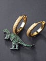 thumb Creative animal green micro-inlay dinosaur unsymmetrical Earrings 2
