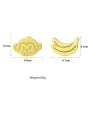 thumb 925 Sterling Silver With Gold Plated Simplistic Monkey Banana Asymmetry  Stud Earrings 4