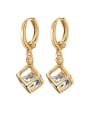 thumb Copper Alloy 18K Gold Plated Fashion Cube Hollow Zircon drop earring 0