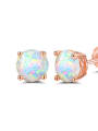 thumb Small Exquisite Rose Gold Plated Opal Stud Earrings 0
