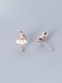 thumb 925 Sterling Silver With Rose Gold Plated Cute Angel Stud Earrings 4