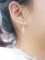 thumb S925 silver personality diamond light bead tassel drop threader earring 1