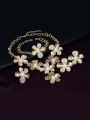 thumb Alloy Imitation-gold Plated Fashion Artificial Pearl Flower-shaped Hollow Petals Four Pieces Jewelry Set 1