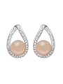 thumb Simple Water Drop Imitation Pearl Shiny Crystal-covered Stud Earrings 1
