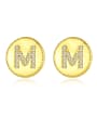 thumb 925 Sterling Silver With Cubic Zirconia Simplistic Monogrammed  M Stud Earrings 0