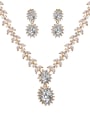 thumb Copper With Cubic Zirconia Luxury Flower  Earrings And Necklaces 2 Piece Jewelry Set 4