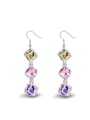 thumb Colorful Square Shaped Zircons Fashion Drop Earrings 0