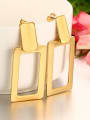 thumb Personality Gold Plated Square Shaped Titanium Drop Earrings 1