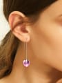 thumb Simple Heart shaped austrian Crystal Line Earrings 1